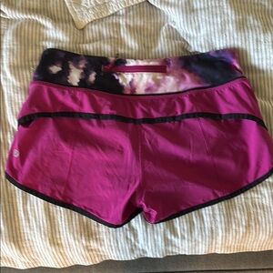 Pink Athletic Shorts with Tie-Dye Waistband